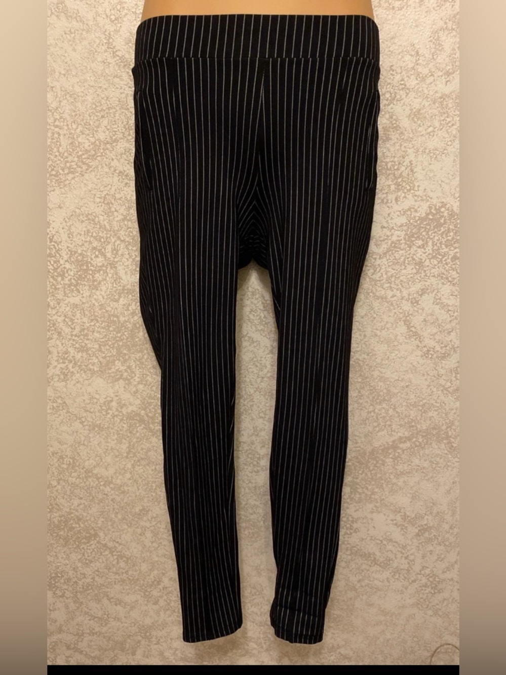 Black Pinstripe Slim Tapered Women's Trousers - Versatile Workwear